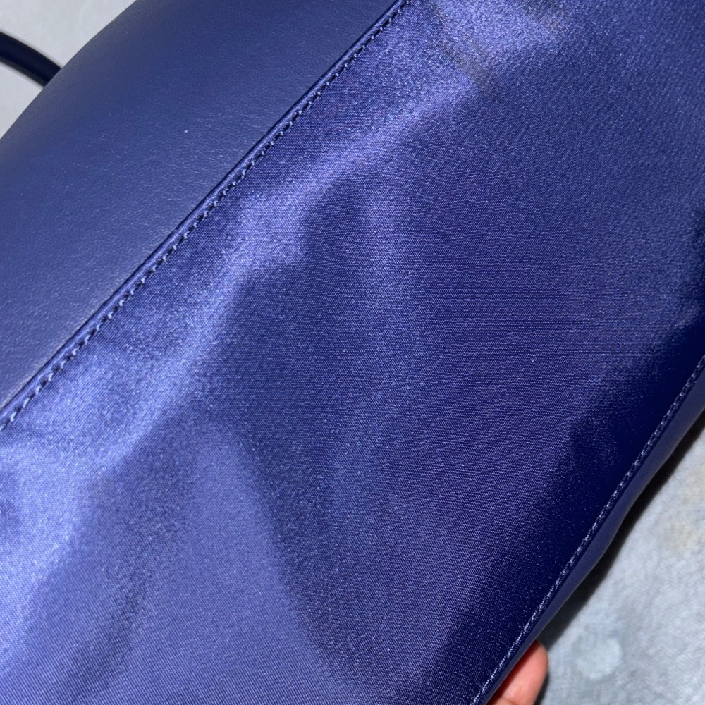 Navy Tote Bag with Leather Trim - Picture 5 of 11